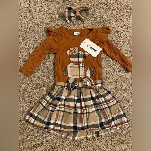 PATPAT Baby Girl Cotton Ribbed Skirt Sets 3pcs, 6-9M - Picture 1 of 4